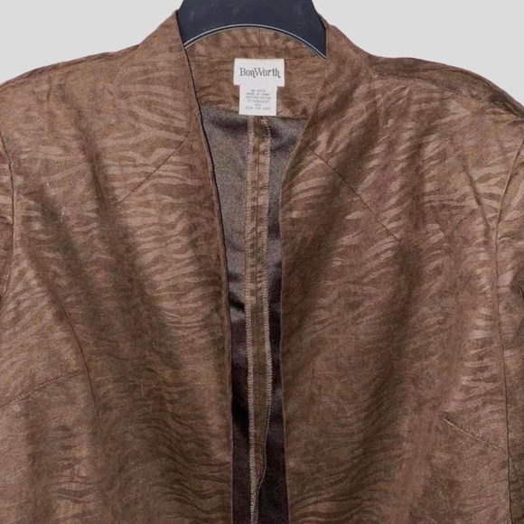 Vintage earthy indie faux suede zebra print lightweight blazer - Picture 7 of 9